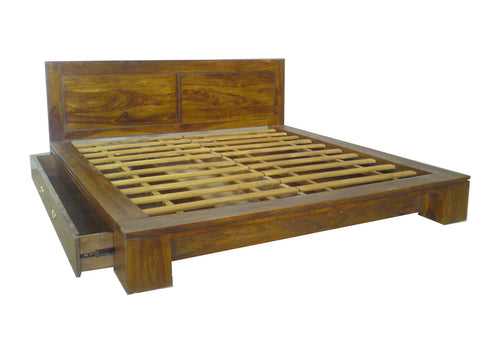 Stylish Wooden King Size Double Bed with 2 storage drawers !!