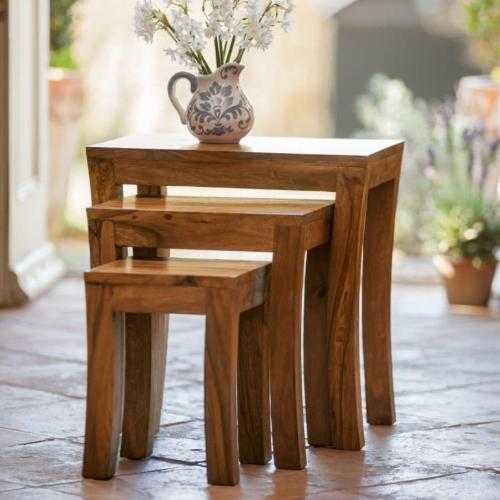Western Style Wooden nesting table / stool ( nest of 3)