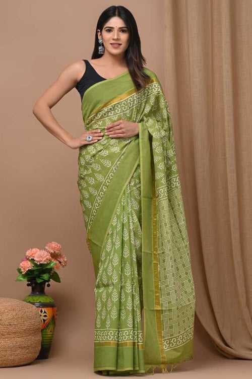 Assam silk Hand blockprint Sarees, with Blouse