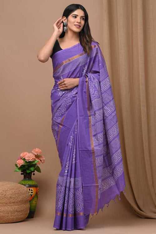 Assam silk Hand blockprint Sarees, with Blouse