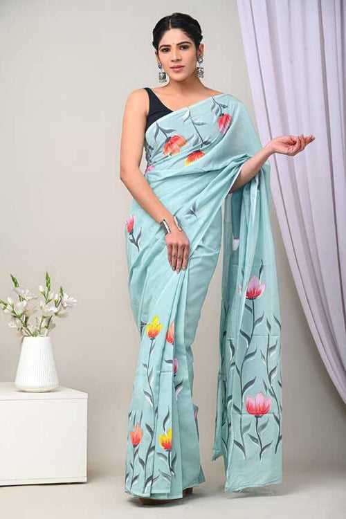 Assam silk Hand blockprint Sarees, with Blouse