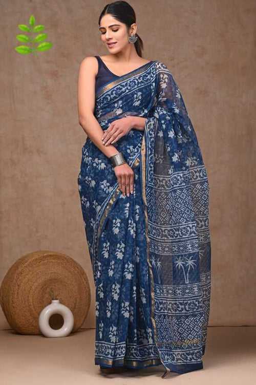 Kota Doria Hand blockprint Saris, with Blouse