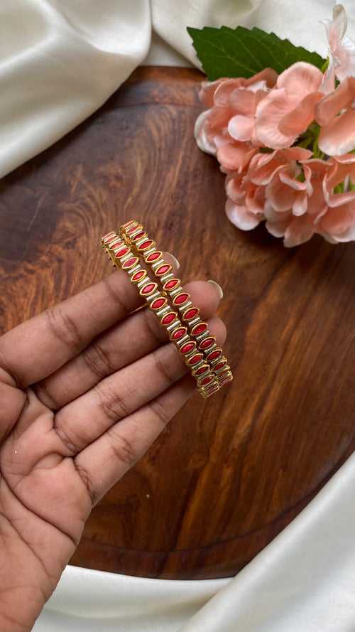 Handmade Kundan Drop Bangle ( Set of 2 )