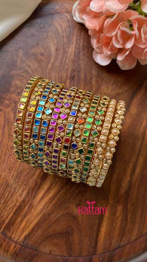 Kundan Festive Bangle Set ( 6 Colours )