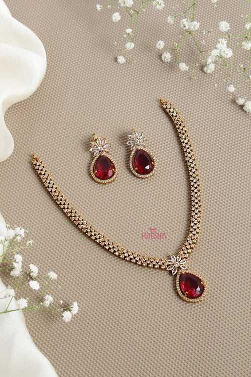 Lux - Ruby Drop Stone Necklace