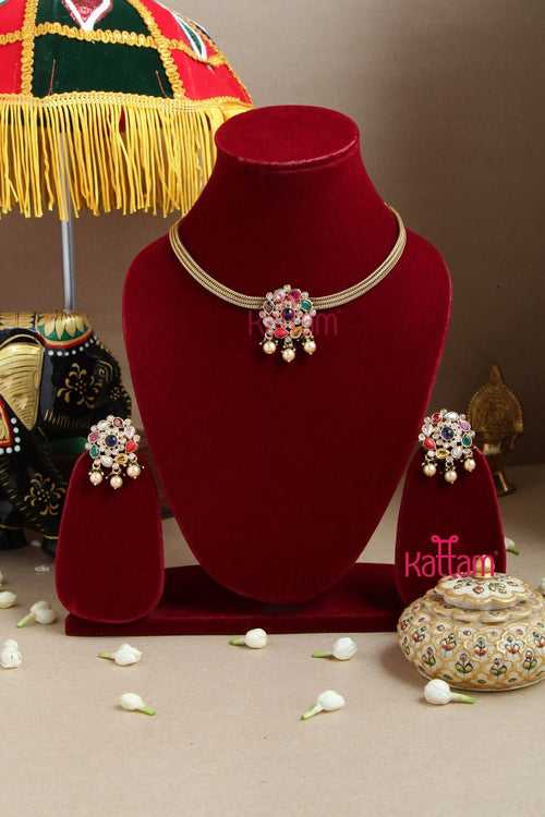 Navaratha Pendant Choker - Design 3