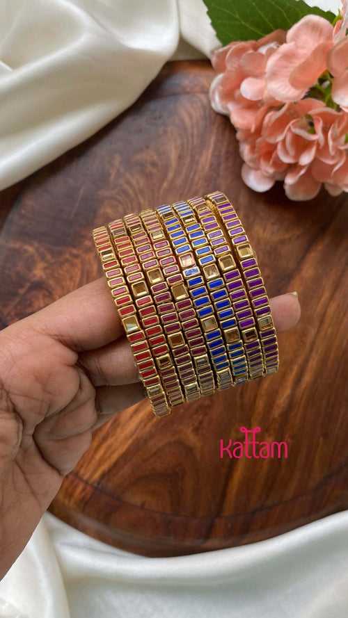 Rectangle Handmade Kundan Bangles ( 4 Colours )