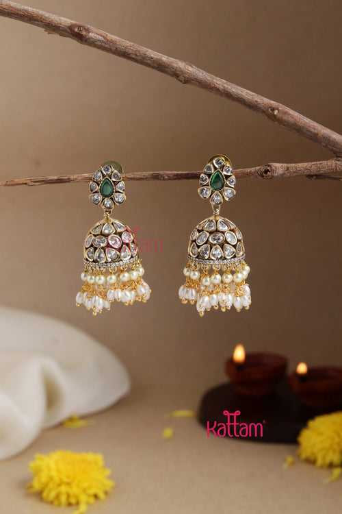 Sona - Victorian Diamond Pearl Jhumka