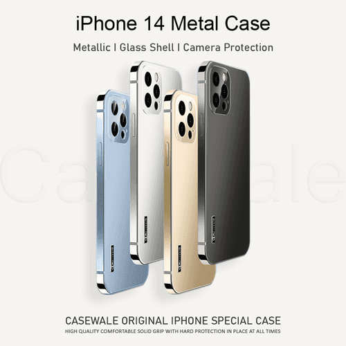 iPhone 14 Series Metal Camera Protective Shell Glass Case