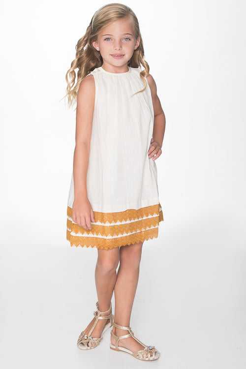 Ivory With Mustard Lace Detail Dress