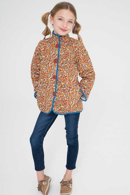 Paisley + Floral Print Reversible Quilted Jacket With lace Details