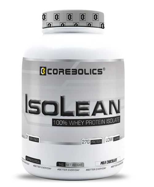 Corebolics Isolean -100% Whey Protein Isolate (Milk Chocolate, 1 kg, 31 Servings)