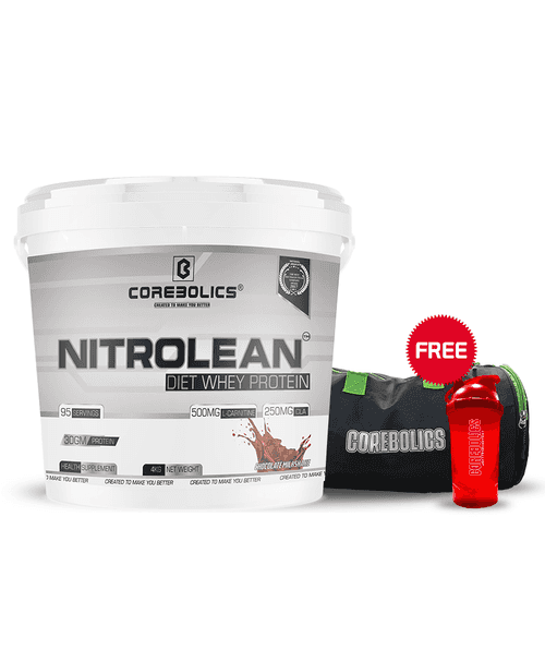 Corebolics Nitrolean - Diet Whey Protein(4 kg, 95 Servings) + FREE GYM BAG and T-SHIRT