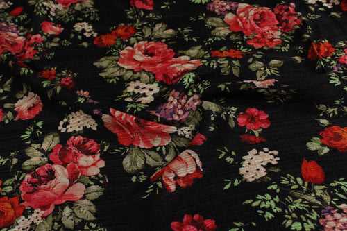 Multicolor Floral Viscose Dupion Fabric