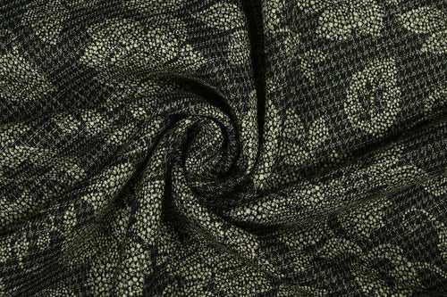 Black & Cream Floral Printed Yarn Dyed Spun Rayon Fabric