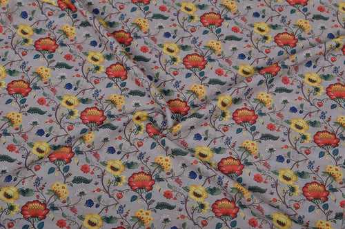 Multicolor Floral Printed Viscose Muslin Fabric