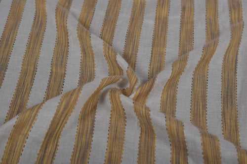 Off White & Beige Dobby Stripe Rayon Fabric
