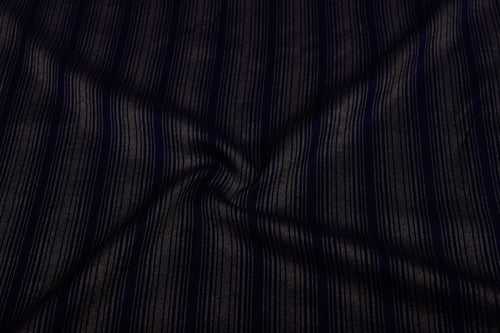 Dark Gray & Dark Blue Stripes Printed Yarn Dyed Rayon Fabric