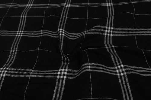 Black & White Checks Yarn Dyed Twill Rayon Fabric