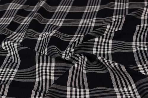 Navy Blue Stripes Yarn Dyed Viscose Fabric