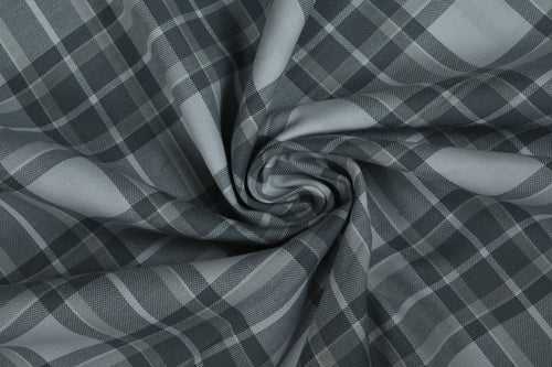 Precut Of 1.5 Meters Of Gray Checks Cotton Yarn Dyed Fabric