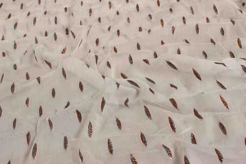 Off white Motifs Chiffon jacquard Viscose Lurex Fabric