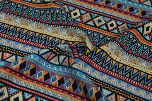 Multicolor Abstract Printed Rayon Fabric