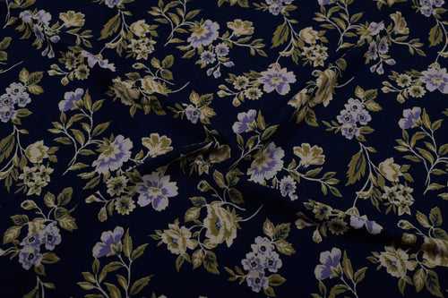Multicolor Floral Printed Rayon Moss Fabric