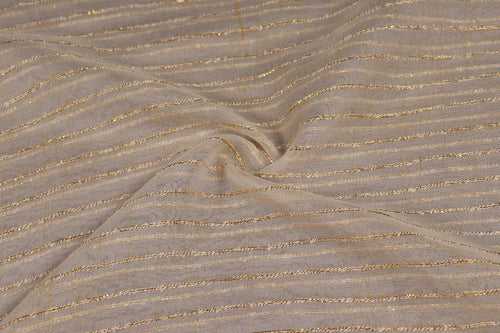 Cream & Golden Stripes Lurex Georgette Fabric