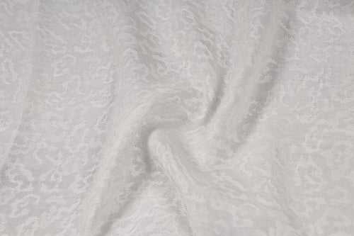 White Abstract Viscose Jacquard Fabric