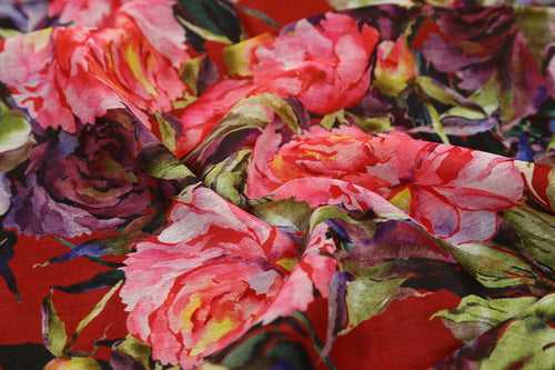 Multicolor Floral Printed Chanderi Polyester Fabric