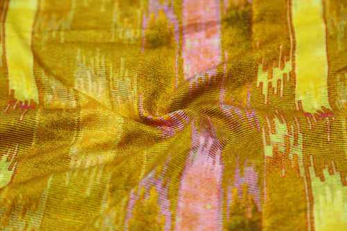 Yellow Abstract Printed Tencel Twill Viscose Fabric