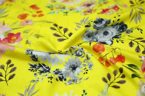 Multicolor Floral Printed Tencel Twill Viscose Fabric