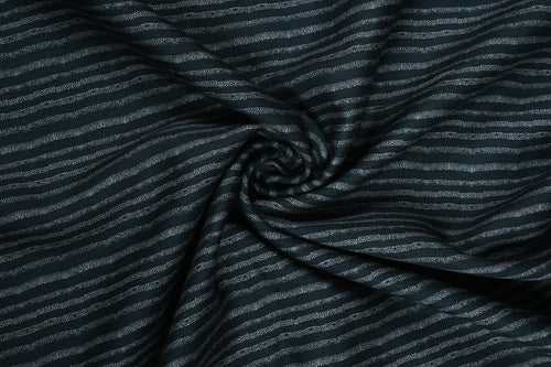 Gray & White Stripes Printed Viscose Twill Fabric