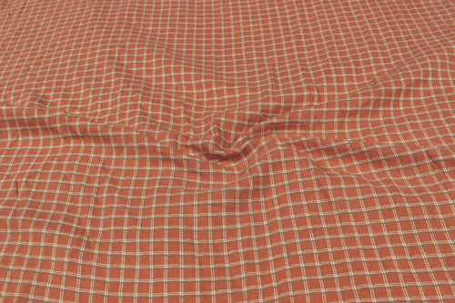 Orange Checks Yarn Dyed Viscose Fabric