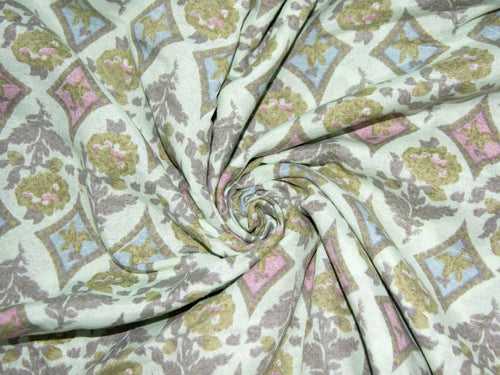Precut Of  0.9 Meter Of Light Green Traditional Cotton Printed Fabric