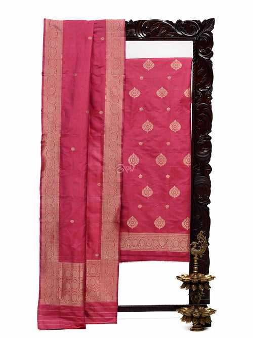Dark Pink Katan Silk Handloom Banarasi Suit