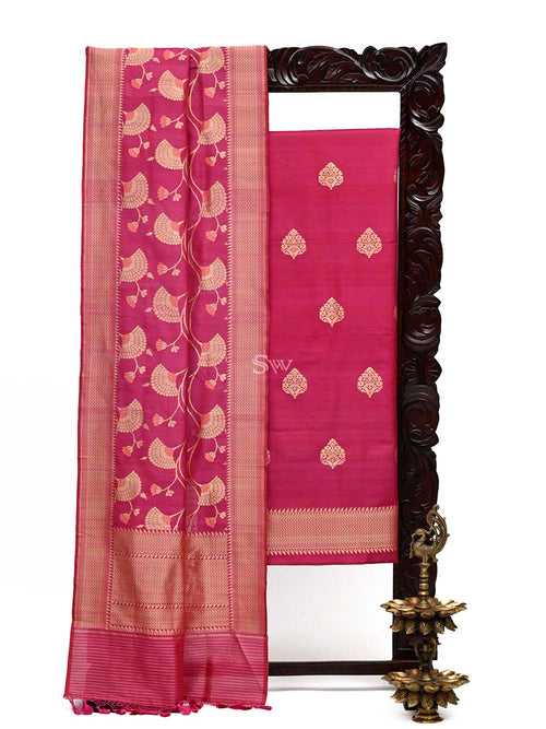 Magenta Tussar Silk Handloom Banarasi Suit