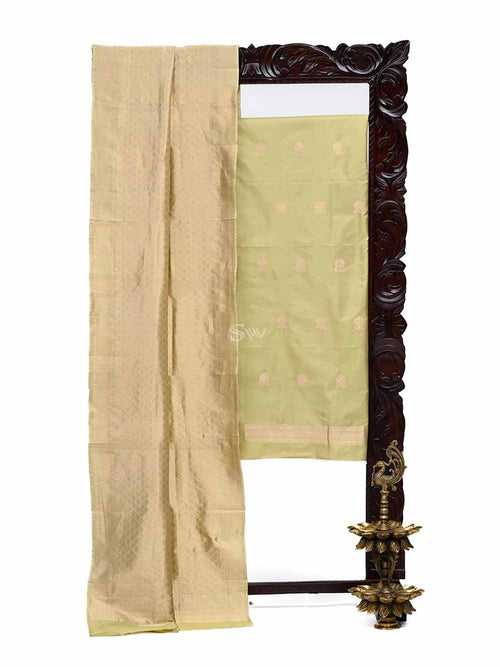 Light Moss Green Katan Silk Handloom Banarasi Suit