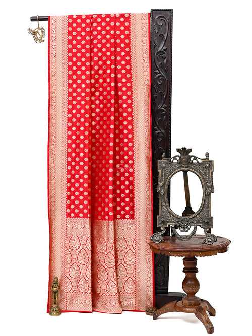 Red Boota Uppada Katan Silk Handloom Banarasi Saree