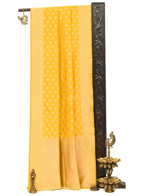 Yellow Boota Uppada Katan Silk Handloom Banarasi Saree