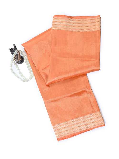 Orange Tissue Katan Silk Handloom Banarasi Saree