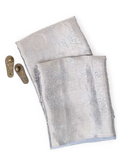 Grey Tissue Brocade Handloom Banarasi Saree