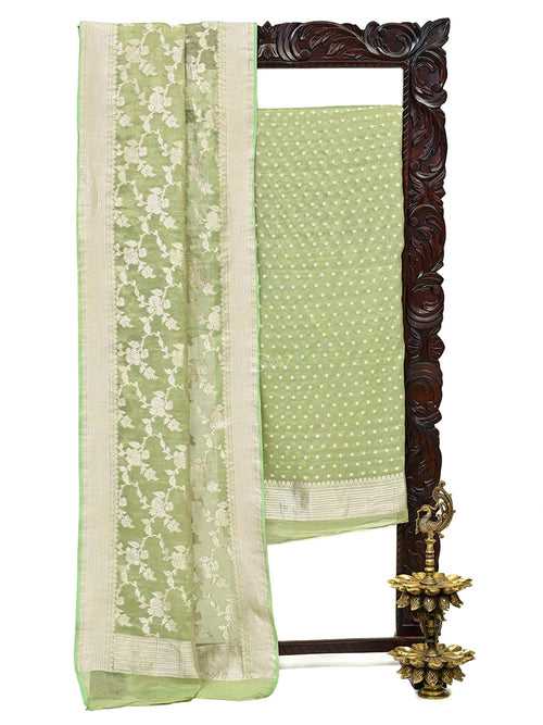 Green Tissue Khaddi Georgette Handloom Banarasi Suit