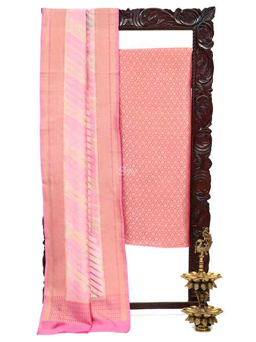 Pink Jaal Cotton Silk Handloom Banarasi Suit