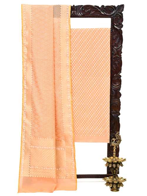 Peach Cotton Silk Handloom Banarasi Suit