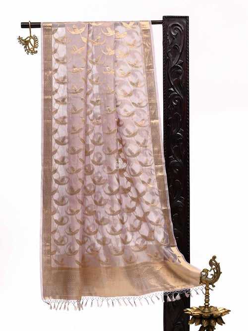 Dusty Lilac Tissue Jaal Handloom Banarasi Dupatta