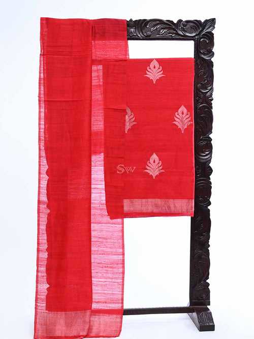 Red Dupion Silk Handloom Banarasi Suit