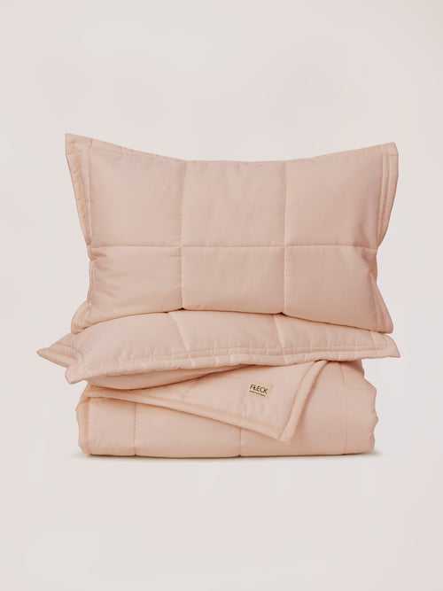 Luxe Sateen Box Comforter Set, Blush