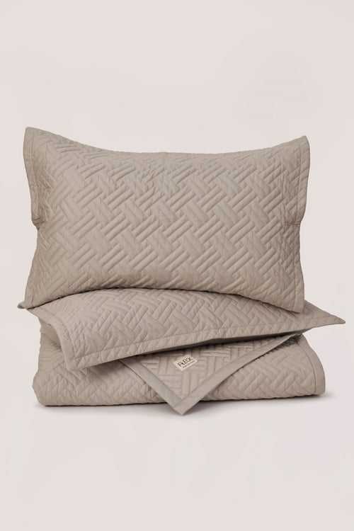 Pewter Basketweave Quilt Set, 100% Organic Cotton